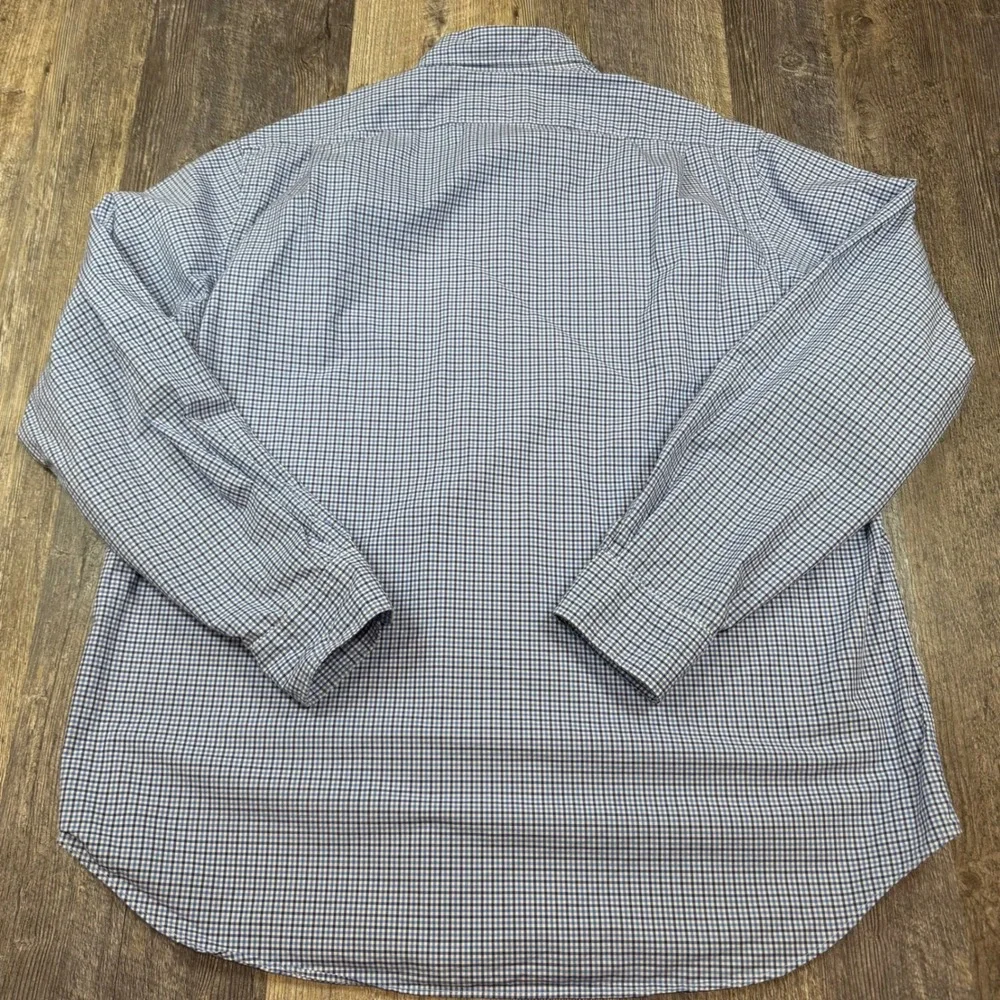Polo Ralph Lauren Mens XXL Blue Micro Gingham Check Button Down Long Sleeve